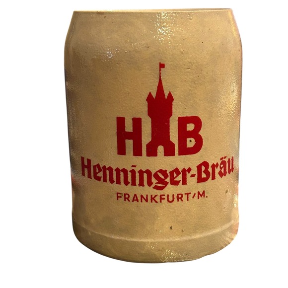 Henninger Brau Other - Vintage Henninger Brau Stoneware Beer Stein Frankfurt 0.5L Germany circa 1950's
